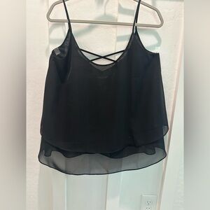 VENUS‎ Black Sheer Camisole with Cross-Back